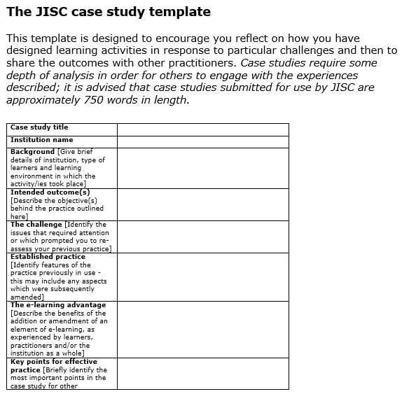 JISC case study template
