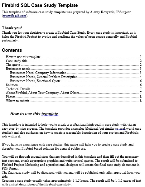 firebird SQL case study template