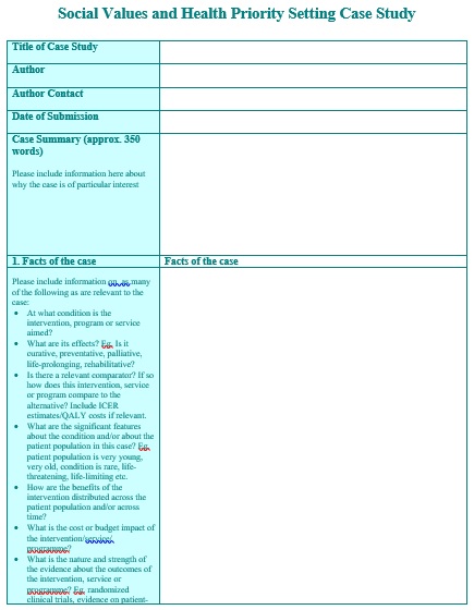 social values and health priority setting case study template