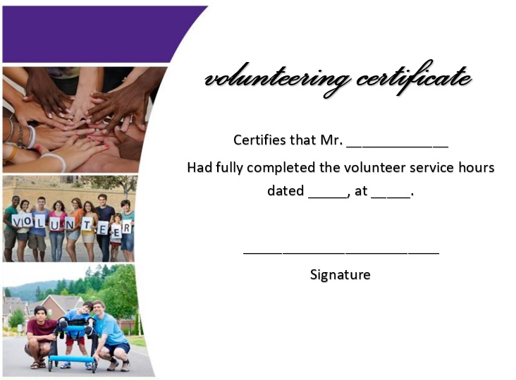 sample volunteer certificate template