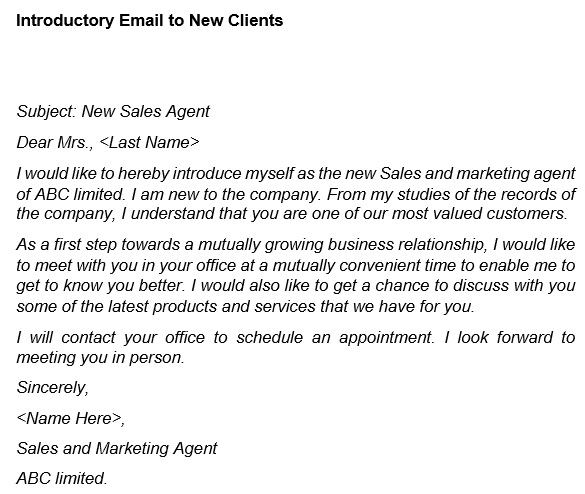 introduction emails to new clients