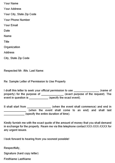 letter of permission to use property