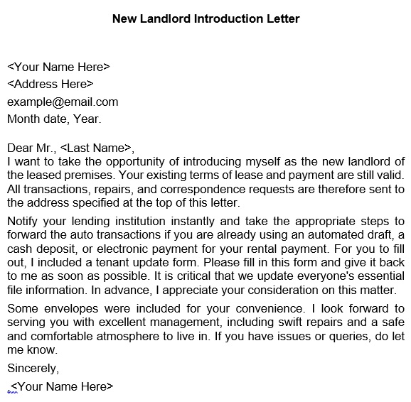 new landlord introduction letter template