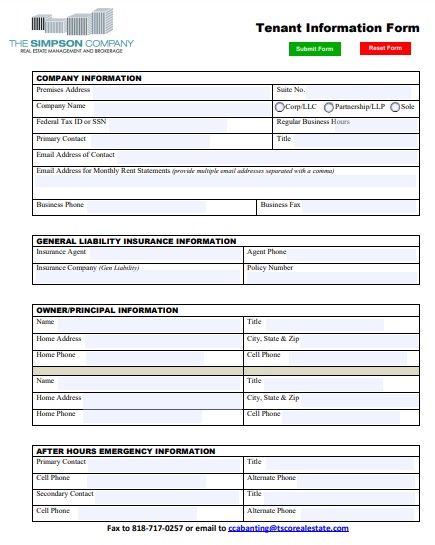 printable tenant information update form