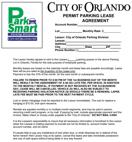 permit parking lease agreement template