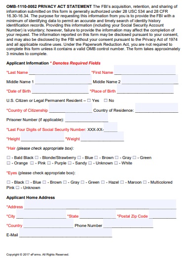 fbi criminal background check form