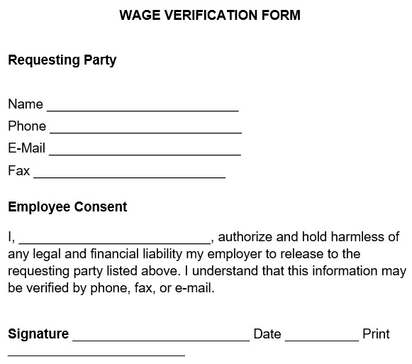 printable wage verification form template