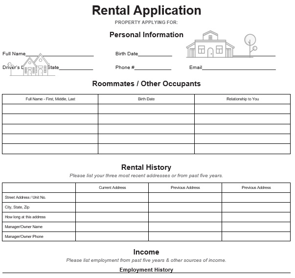 fillable california rental application form
