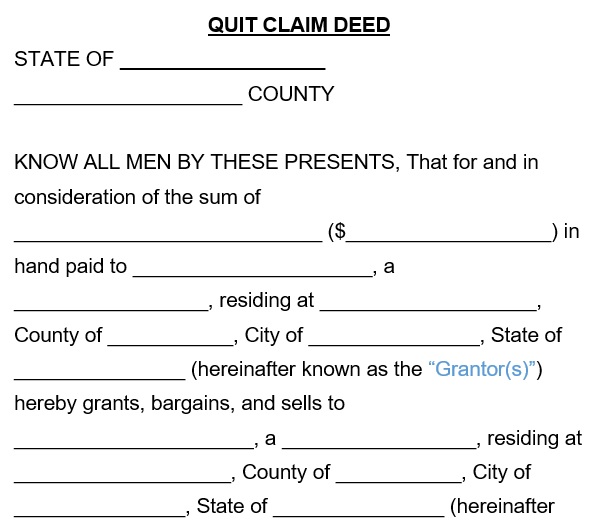 printable quitclaim deed form