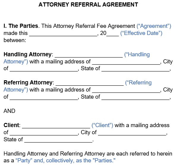 free attorney referral agreement form