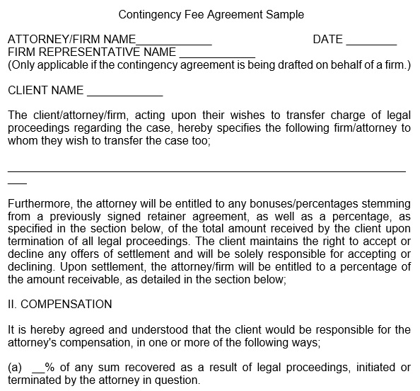 free contingency fee agreement template