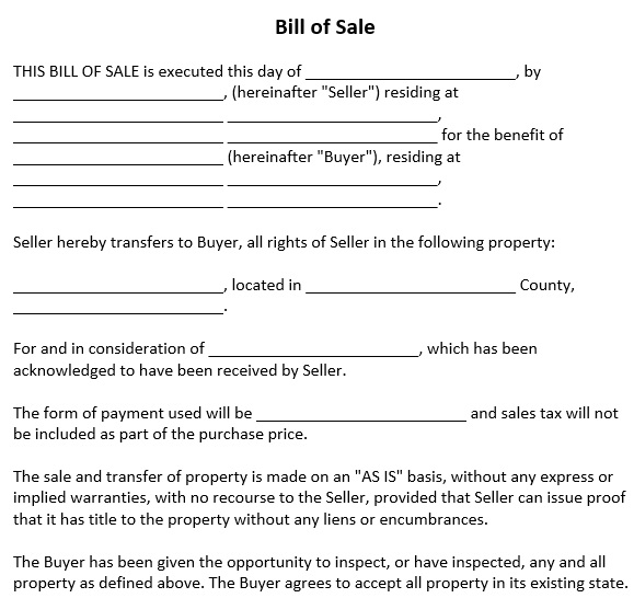kentucky vehicle bill of sale form