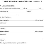 Printable New Jersey Vehicle Bill of Sale Form (Word / PDF)