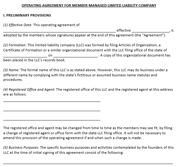 mississippi llc operating agreement form