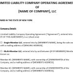 Free New York LLC Operating Agreement Template (Word / PDF)