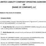 Free Wyoming LLC Operating Agreement Templates (Word / PDF)