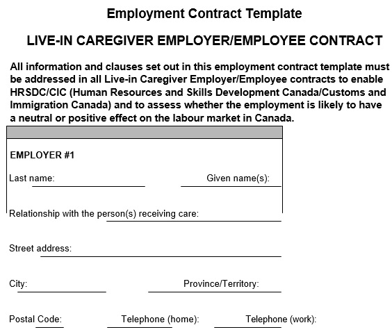 free employment contract form