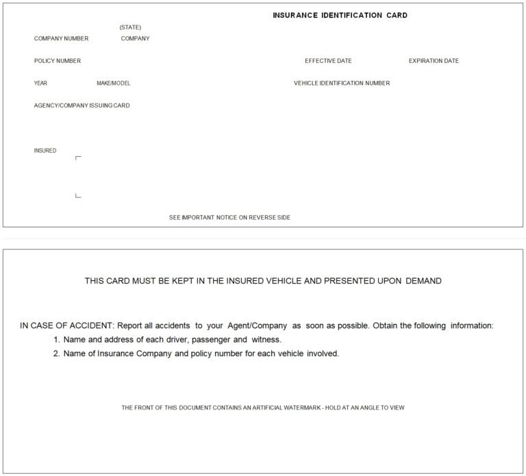 Free Insurance Card Template (Word / PDF) – Easy to Customize and Download