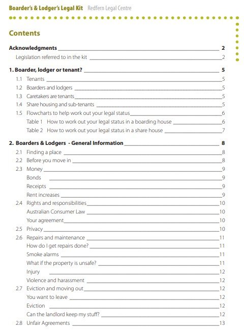 boarder’s & lodger’s legal kit template