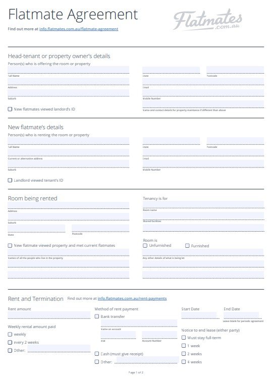 flatmate agreement template