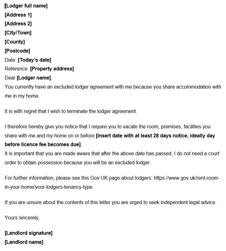 lodger agreement notice period template