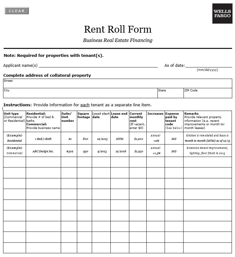 free rent roll template word