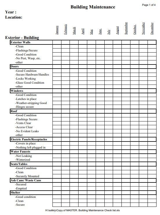 office building maintenance checklist