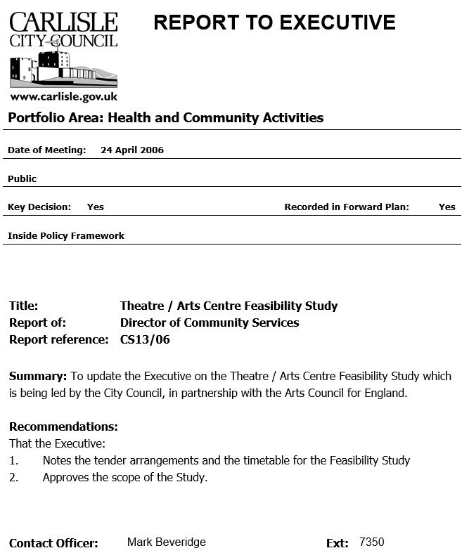 arts centre feasibility study template