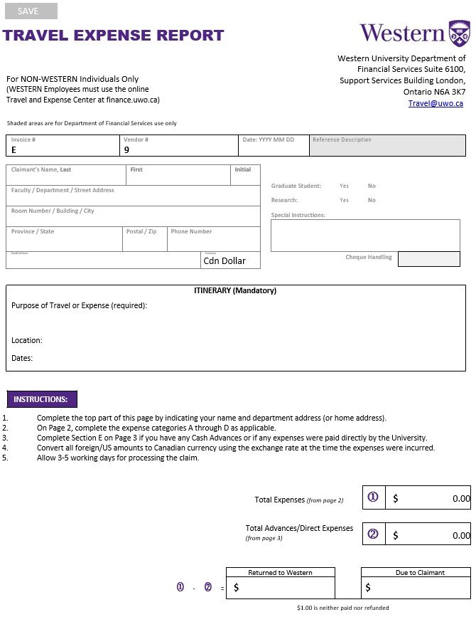 travel expense report form