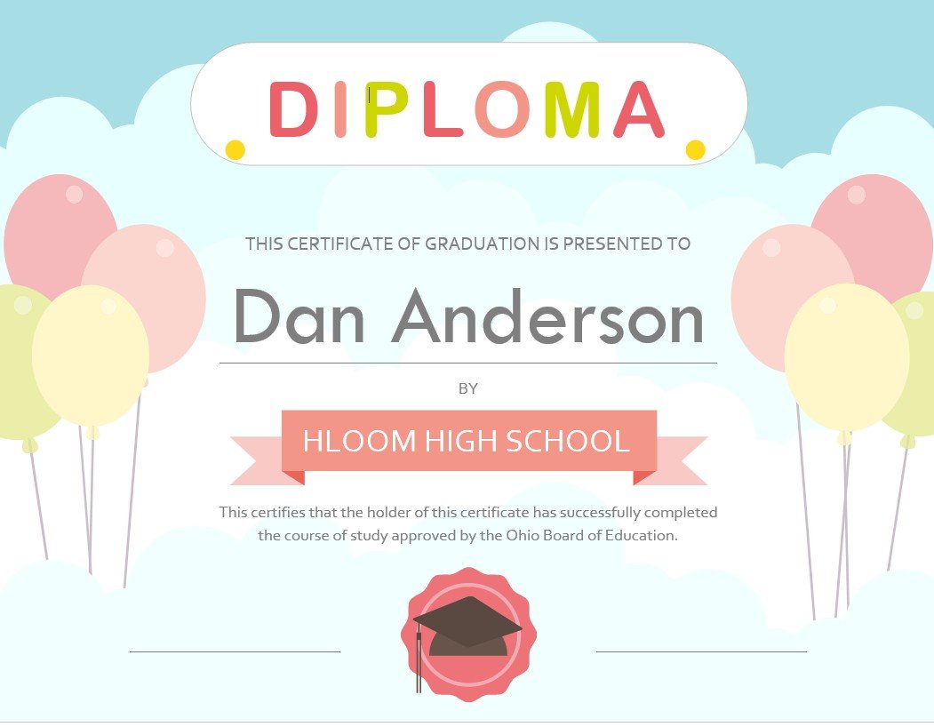 high school diploma certificate template