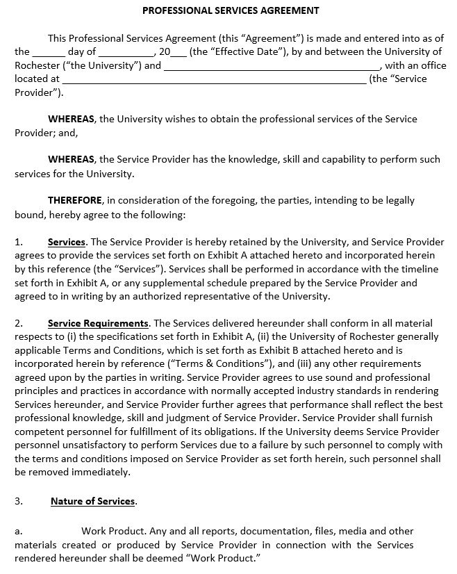 professional services agreement template