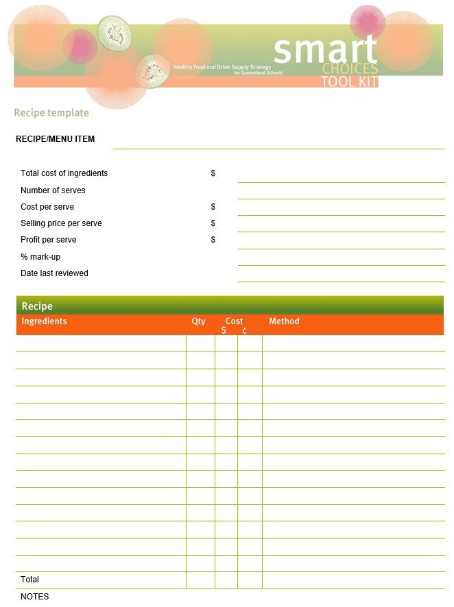 recipe book template word