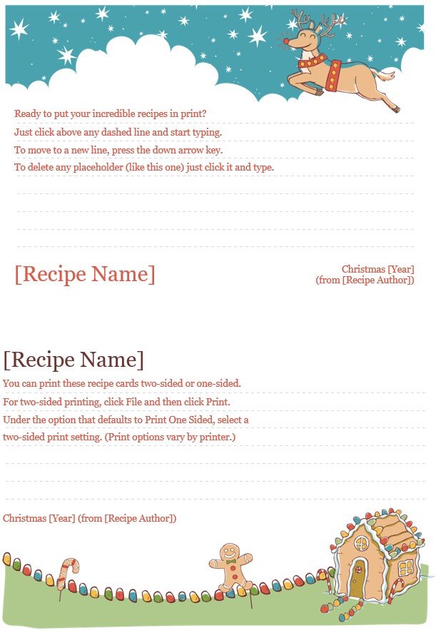 recipe card template free editable