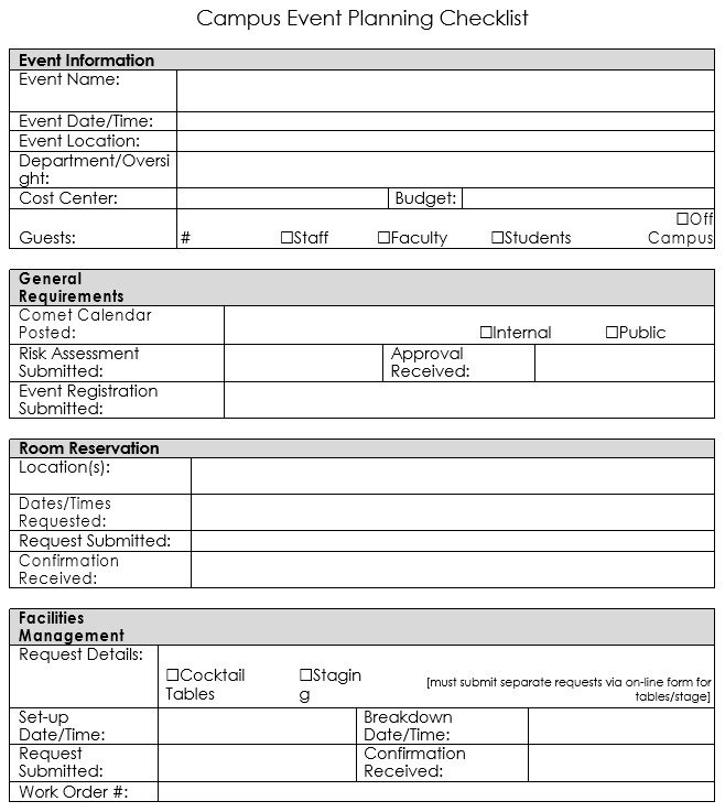 campus event planning checklist template