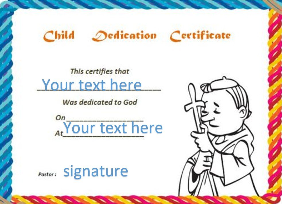 child dedication certificate template