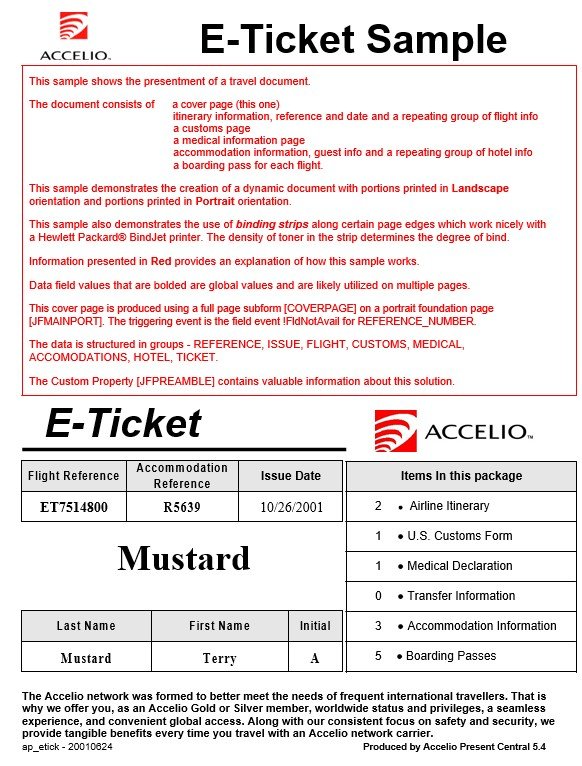 e ticket sample