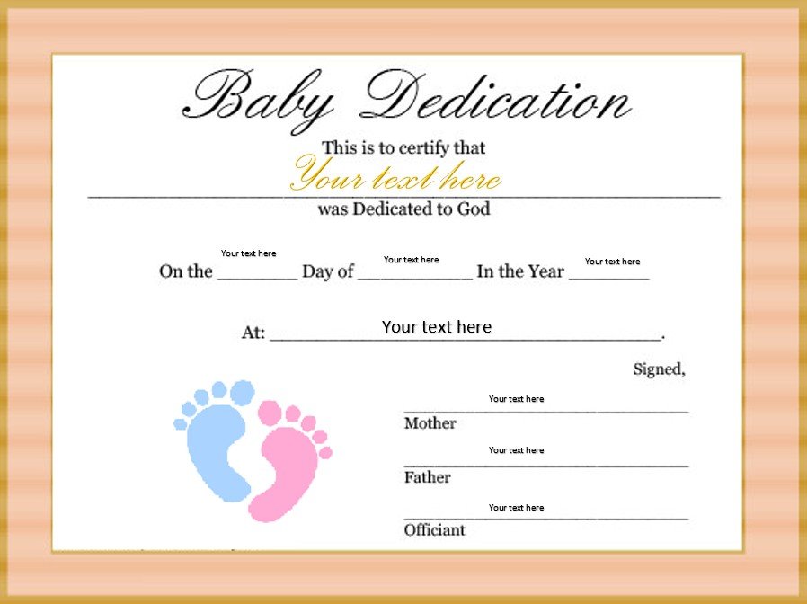 editable baby dedication certificate template