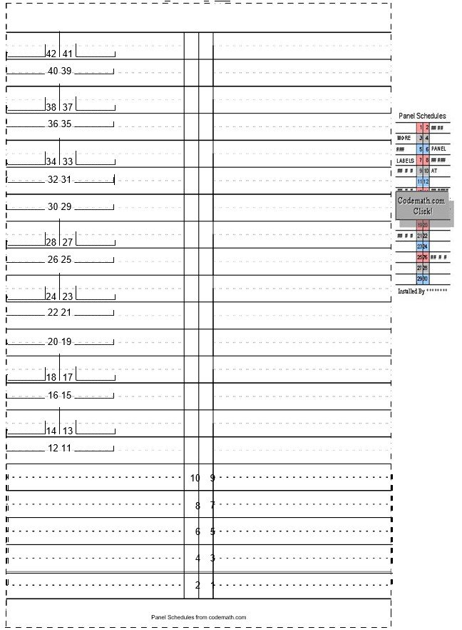 electric panel schedule template