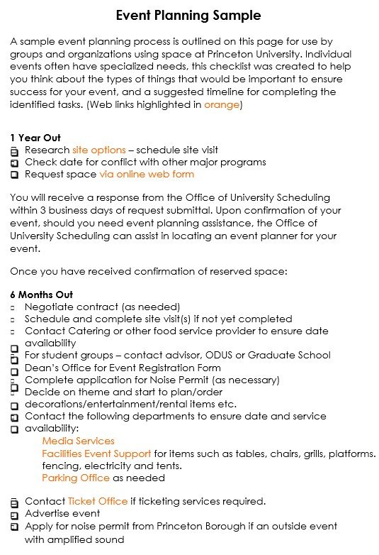 event planning sample