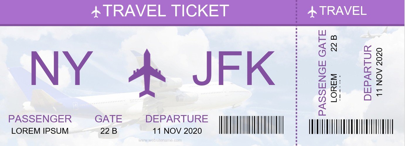 fake plane ticket template