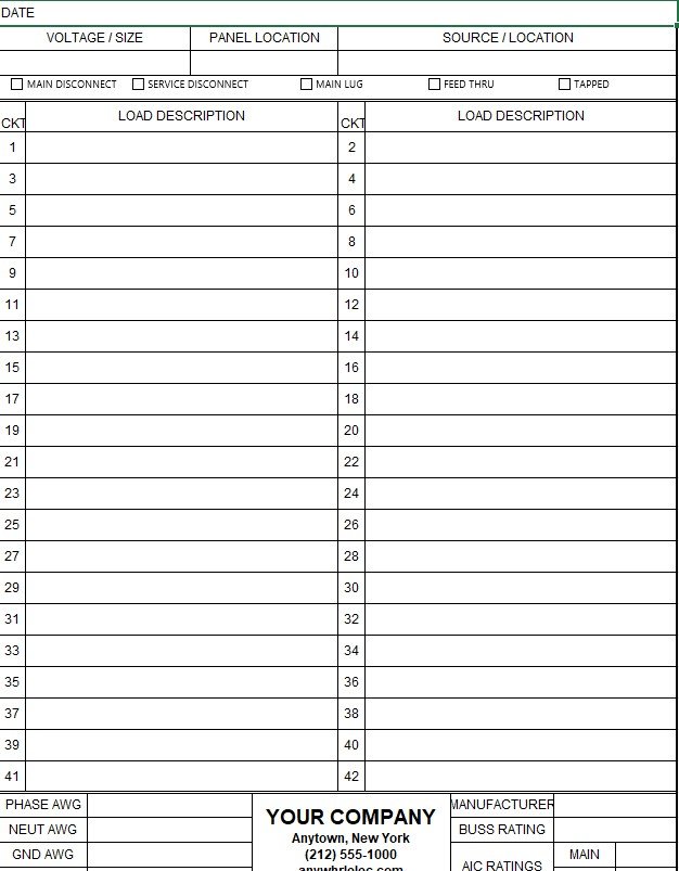 fillable panel schedule template