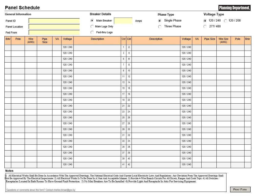 panel schedule template