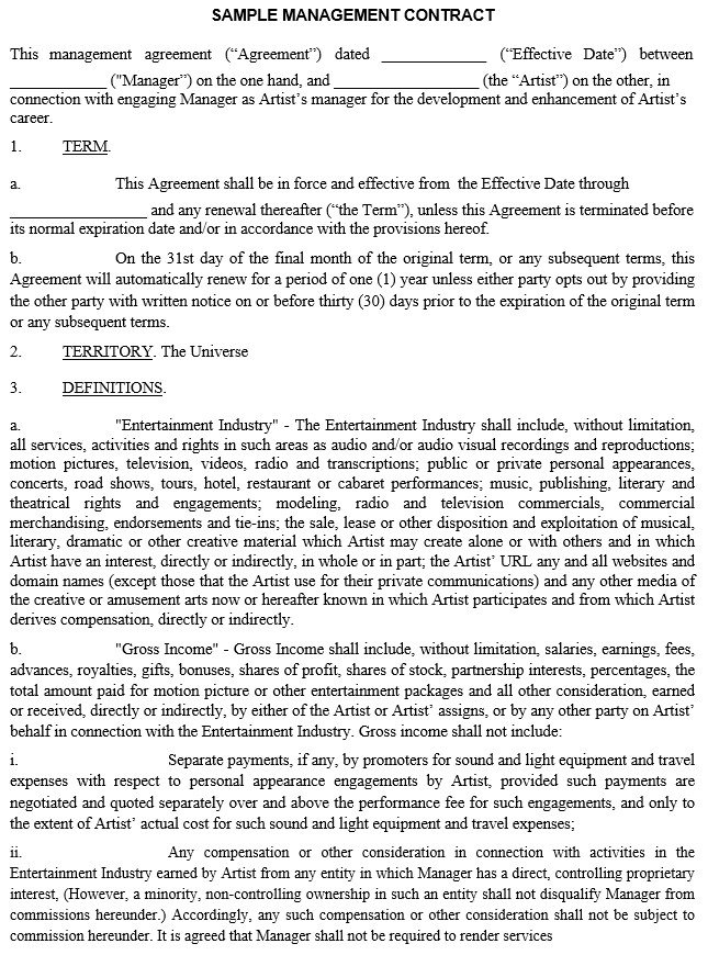 sample management contract template