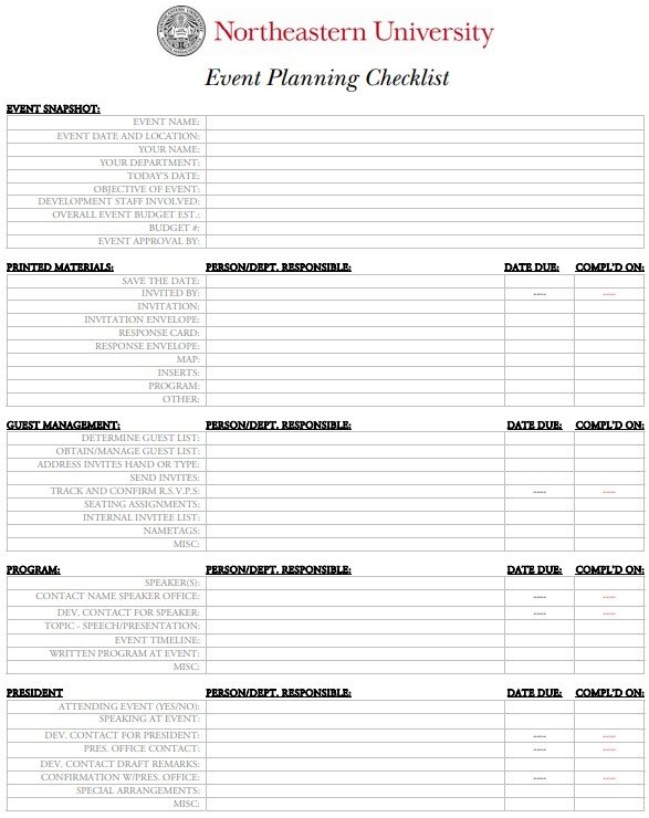 university event planning checklist template