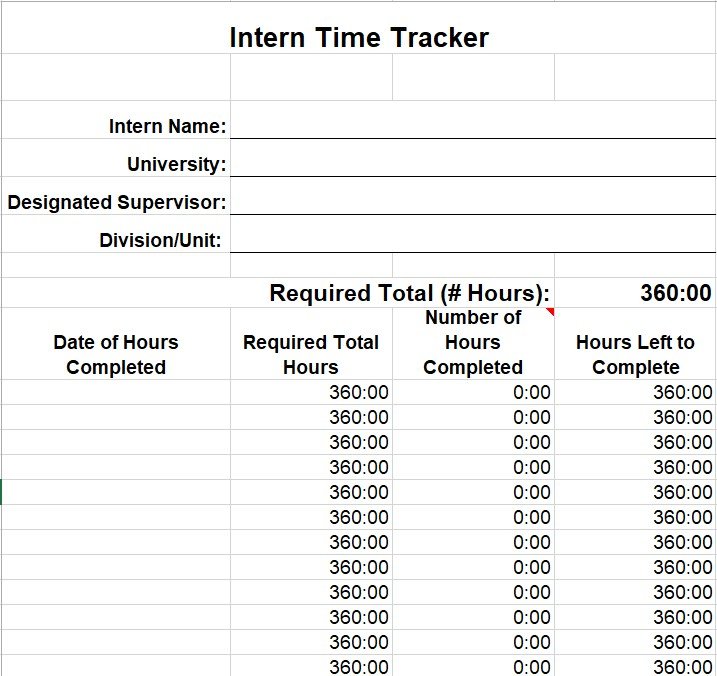 intern time tracker template