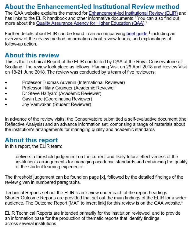 quality assurance agency technical report