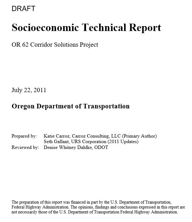 socioeconomic technical report