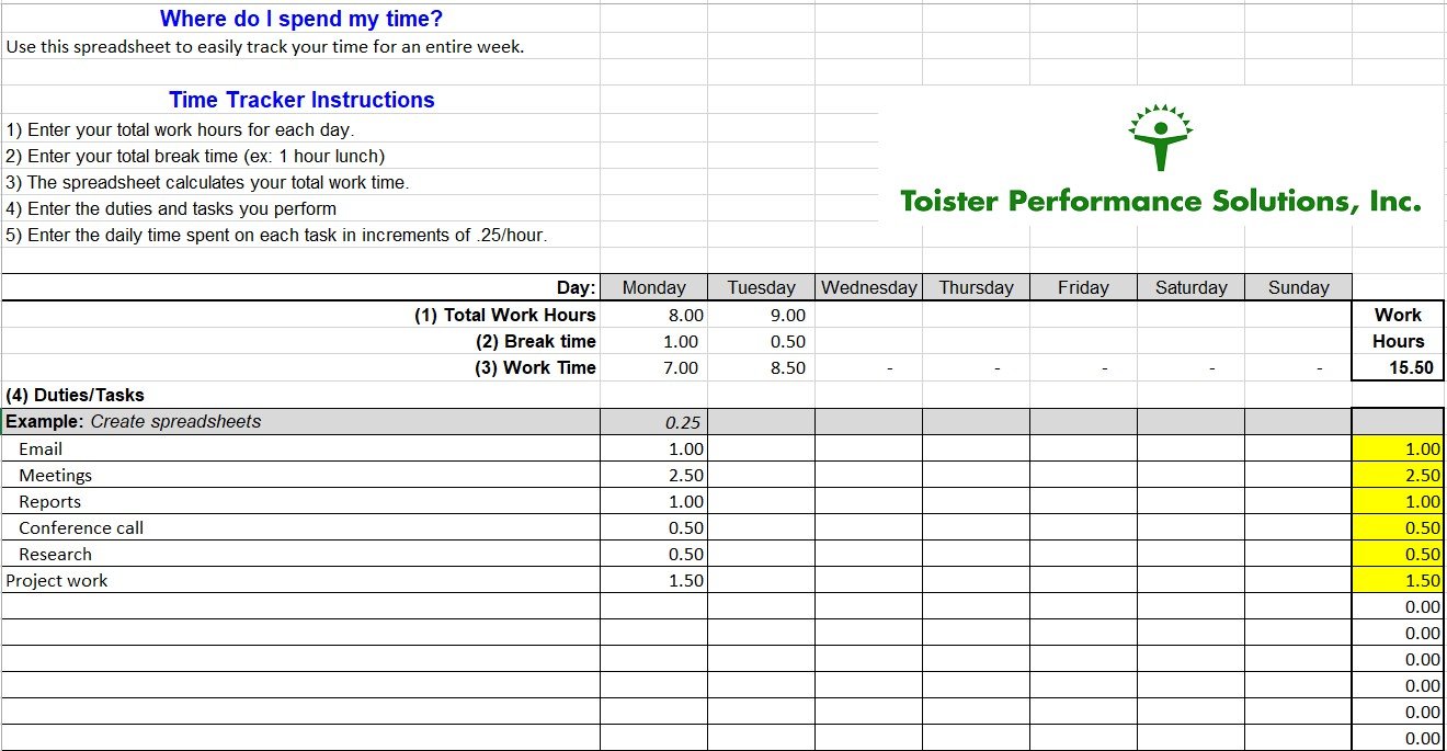 time tracker instructions template